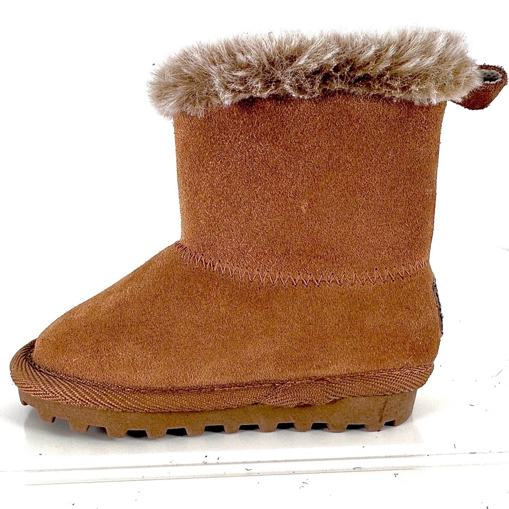 Children’s BEAR PAW Suede Brown Faux Fur Trimmed Boot with Bow Size 4 - Picture 5 of 12